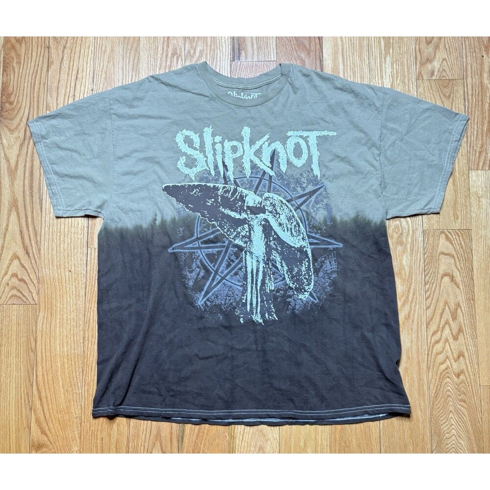 Slipknot Shirt Mens XL Brown Tan Band Graphic Print Short Sleeve Cotton Two Tone
